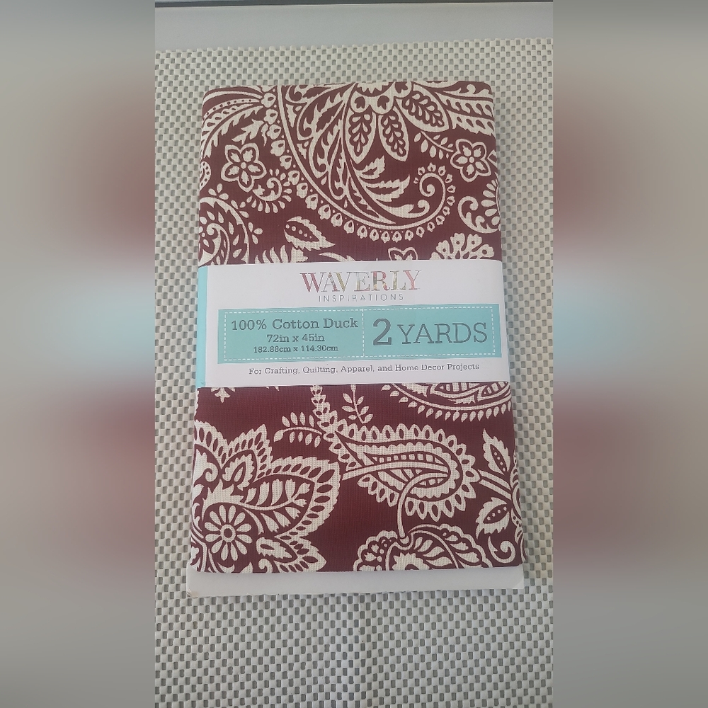 Waverly Inspirations 2 Yard Cut 100% Cotton Duck Print Fabric Dark Red Paisley